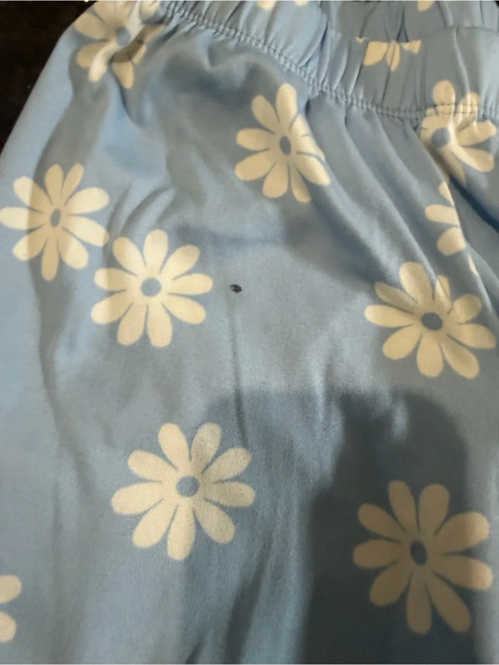 Cat & Jack Blue Daisy Pajama Set + Cream Knit Shorts Bundle Size 6-7